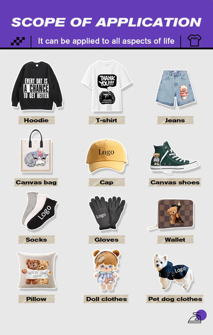 Logo Custom Sticker Iron On Transfer Decals Clothing Thermoadhesive Patches on Clothes Applique Thermal transfer stickers