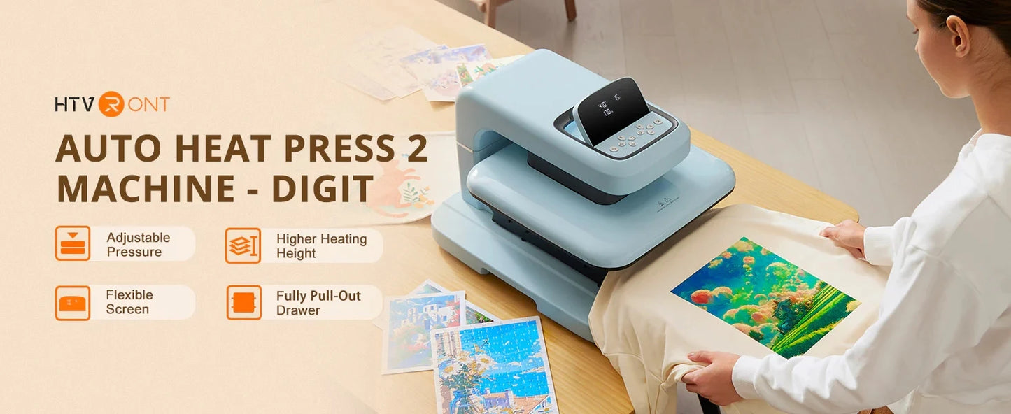 HTVRONT Auto Heat Press 2 -Heat Press Machine Heats Up Fast and Evenly 15x15 for T Shirts HTV, Sublimation, Heat Press Projects