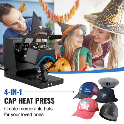 SucceBuy Hat Heat Press 4 in1 Cap Heat Press Machine 6x3inches Clamshell Transfer LCD Digital Timer Temperature Control