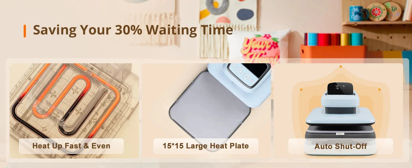HTVRONT Auto Heat Press 2 -Heat Press Machine Heats Up Fast and Evenly 15x15 for T Shirts HTV, Sublimation, Heat Press Projects