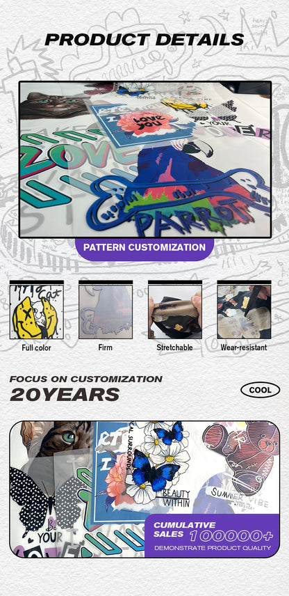 Logo Custom Sticker Iron On Transfer Decals Clothing Thermoadhesive Patches on Clothes Applique Thermal transfer stickers