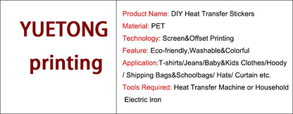 Heat Transfer Stickers For Clothing Shoes Heat Transfer Stickers Or Clothing Men's and Women's Hoodies DIYT Shirt Jacket Patches