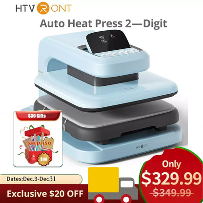 HTVRONT Auto Heat Press 2 -Heat Press Machine Heats Up Fast and Evenly 15x15 for T Shirts HTV, Sublimation, Heat Press Projects